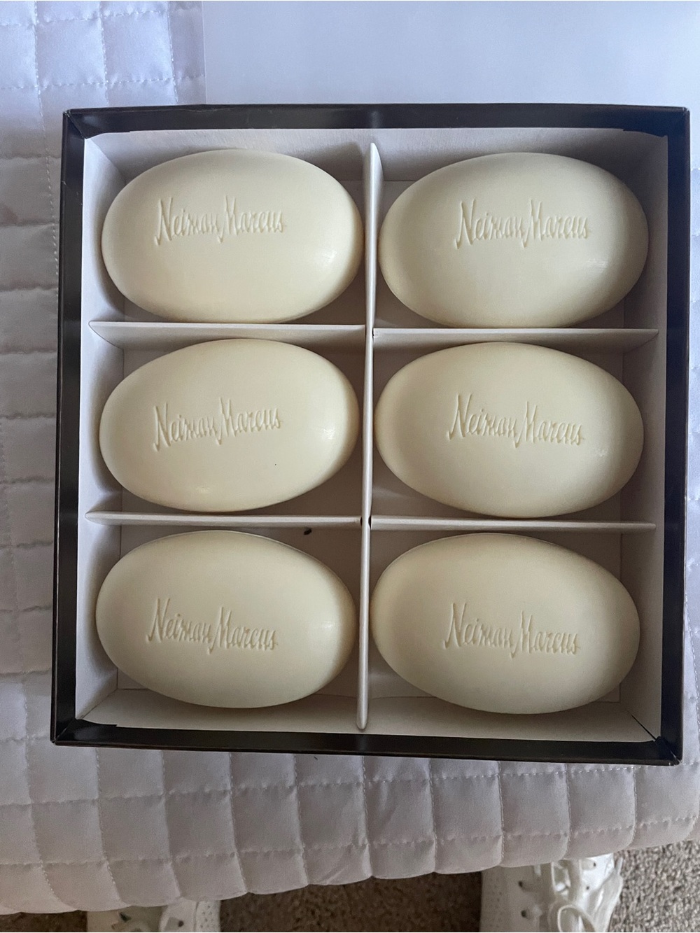 Neiman Marcus Cream Oval Soap Set - Six-Piece Gift Box
